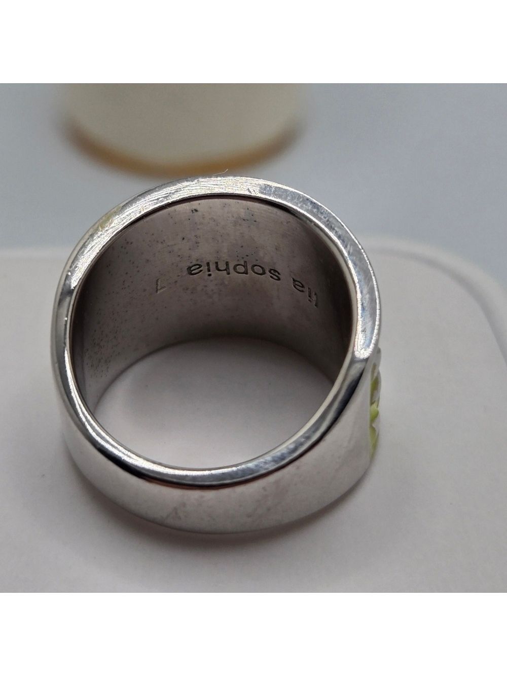 Lia Sophia "Fast Forward" Silver Ring with Yellow Green Enamel Size 7 - Picture 5 of 6